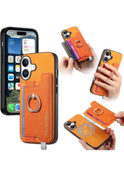 Iphone 16 Için Kılıf Cüzdan Magsafe Uyumlu Manyetik Halka Standı Tutucu (Yurt Dışından)
