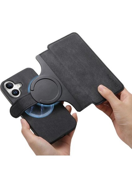 Iphone 16 Için Flip Case Retro Kart Standı Mıknatıs Koruyucu Malzeme Cüzdan (Yurt Dışından) modelleri