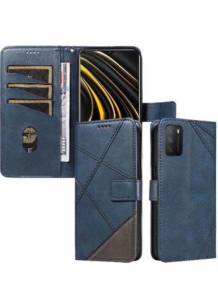 Elmas Dikiş Deri ile Xiaomi Poco M3 ve Kart Yuvası Için Flip Case (Yurt Dışından)