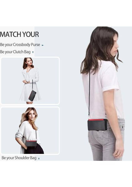 IPhone 14 Için Crossbody Durumda Artı Durumda Cüzdan 9 Kart Yuvaları Fermuar Faturaları (Yurt Dışından)