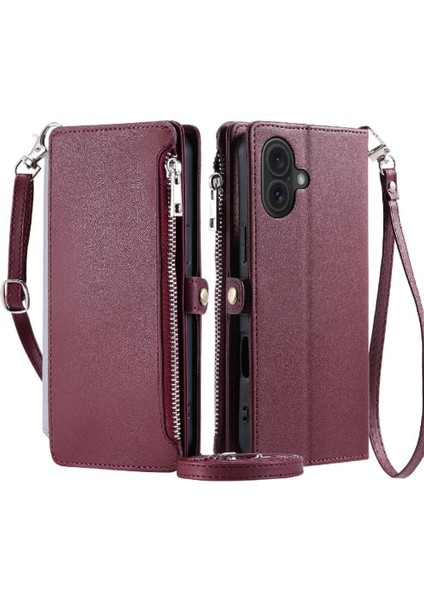 IPhone 16 Için Crossbody Durumda Rfıd Engelleme Durumda Cüzdan 9 Kart Yuvaları Yuvası (Yurt Dışından) indirimleri