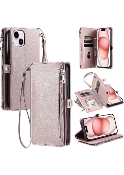 Crossbody Durumda IPhone 13 Mini Fermuar Faturaları Yuvası Durumda Cüzdan Uzun 9 (Yurt Dışından)