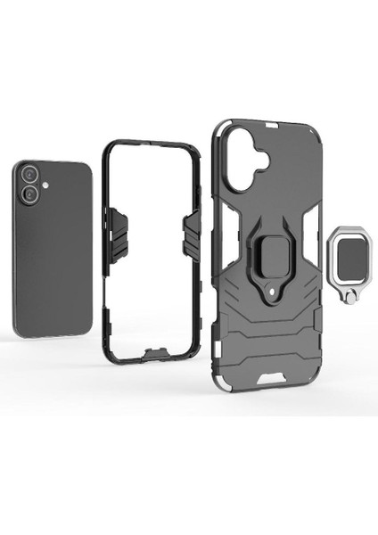 Halka Araba Montaj Kickstand Durumda IPhone 16 Artı Darbeye Dayanıklı Metal Halka (Yurt Dışından)