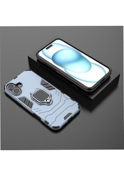Halka Araba Montaj Kickstand Durumda IPhone 16 Artı Darbeye Dayanıklı Metal Halka (Yurt Dışından)
