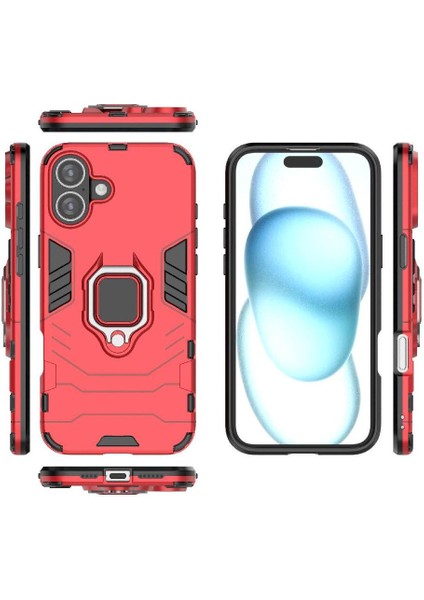 Halka Araba Montaj Kickstand Durumda IPhone 16 Artı Darbeye Dayanıklı Metal Halka (Yurt Dışından)