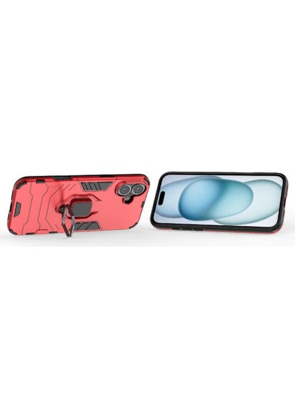 Halka Araba Montaj Kickstand Durumda IPhone 16 Artı Darbeye Dayanıklı Metal Halka (Yurt Dışından)