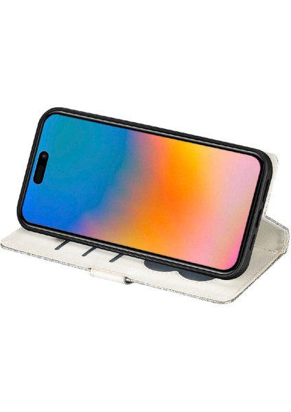 IPhone 15 Için Fermuar Cep Durumda Artı Glitter Cüzdan Kılıf Manyetik Pu (Yurt Dışından)