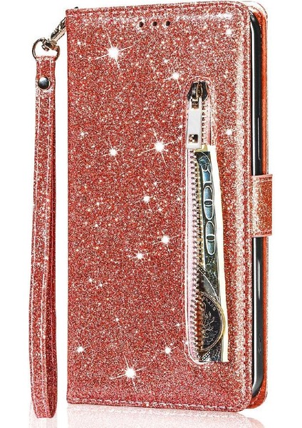 MY Boutique1 IPhone 16 Pro Pu Deri Manyetik Kapatma Glitter Için Fermuarlı Cebi Durumda (Yurt Dışından)