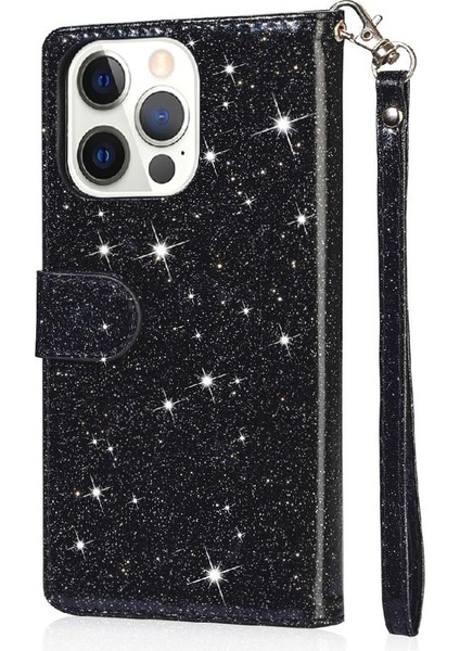 IPhone 15 Pro Pu Deri Manyetik Kapatma Glitter Için Fermuarlı Cebi Durumda (Yurt Dışından)