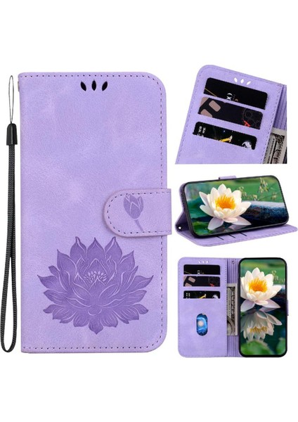 Xiaomi Redmi 9 Başbakan Kabartma Lotus Çiçek Manyetik Cüzdan Için Flip Case (Yurt Dışından)