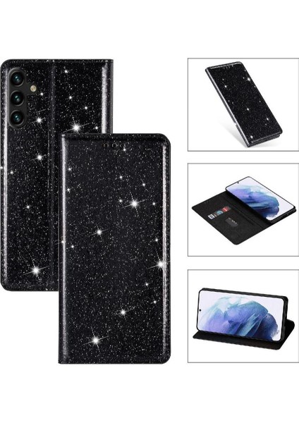 Samsung Galaxy A05 Flip Case Cüzdan Manyetik Kapatma Için Glitter Flip Case (Yurt Dışından)