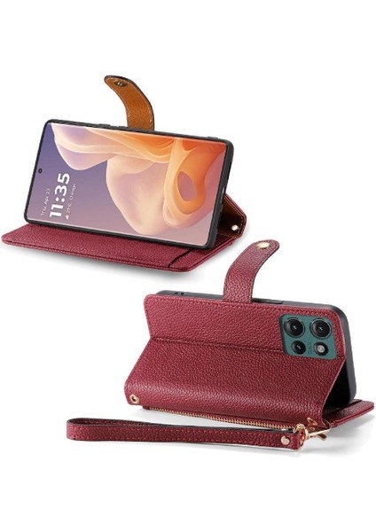 Motorola Kenar 2024 Fermuar Aşk Darbeye Deri Kılıf Için Flip Case (Yurt Dışından) fırsatları