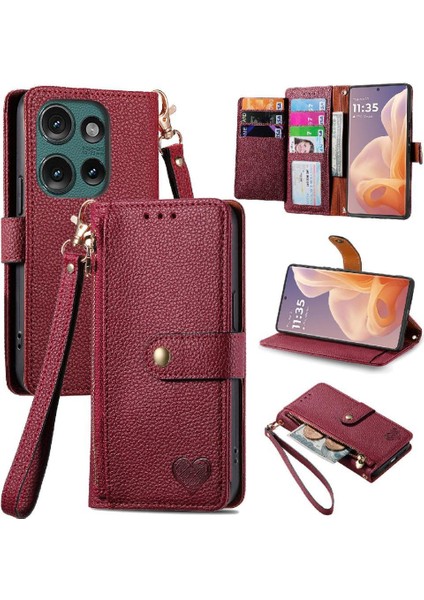 Motorola Kenar 2024 Fermuar Aşk Darbeye Deri Kılıf Için Flip Case (Yurt Dışından) indirimleri