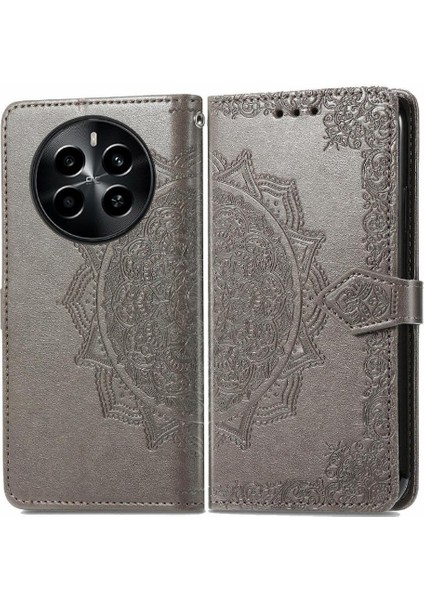 Realme 13 Için Flip Case Darbeye Deri Çanta Zarif Desen Basit (Yurt Dışından)