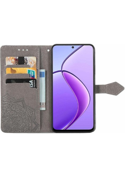 Realme 13 Için Flip Case Darbeye Deri Çanta Zarif Desen Basit (Yurt Dışından)