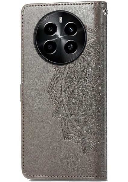 Realme 13 Için Flip Case Darbeye Deri Çanta Zarif Desen Basit (Yurt Dışından)
