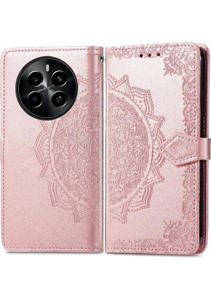 Realme 13 Için Flip Case Darbeye Deri Çanta Zarif Desen Basit (Yurt Dışından)