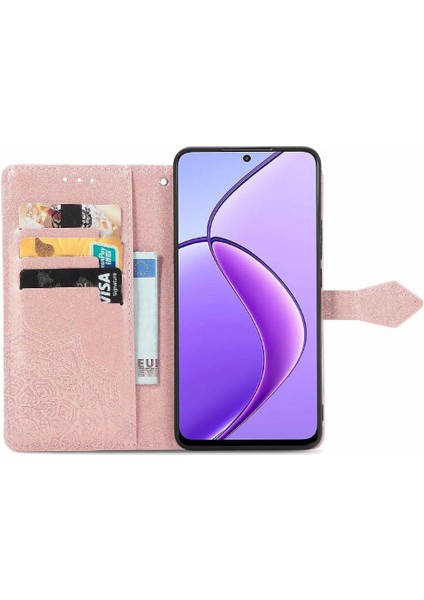 Realme 13 Için Flip Case Darbeye Deri Çanta Zarif Desen Basit (Yurt Dışından)