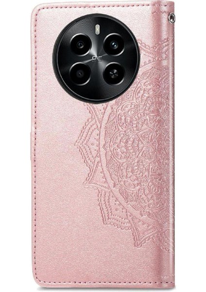 Realme 13 Için Flip Case Darbeye Deri Çanta Zarif Desen Basit (Yurt Dışından)
