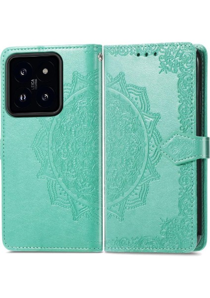 Xiaomi 14T Deri Kılıf Için Flip Case Zarif Desen Basit Iş (Yurt Dışından)