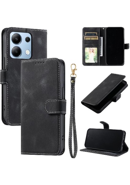 Xiaomi Redmi Not 13 Için Flip Case 4g Pu Deri Manyetik Bilek Kayışı Kart (Yurt Dışından)