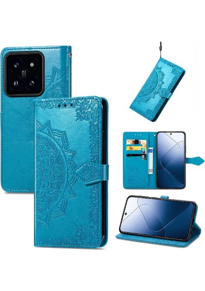 Xiaomi 14T Deri Kılıf Için Flip Case Zarif Desen Basit Iş (Yurt Dışından)