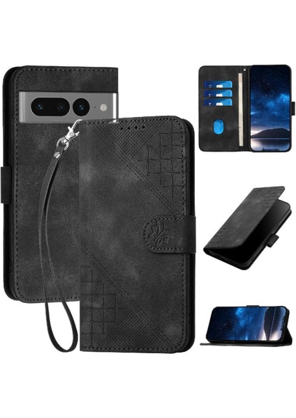 Ayrılabilir El Kayışı Kabartmalı Yüksek ile Google Piksel 7 Pro Için Flip Case (Yurt Dışından)