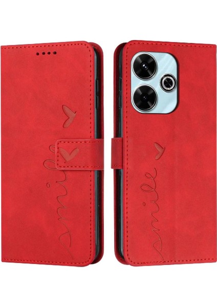 Xiaomi Poco M6 4g Kickstand Yan Toka Pu Deri Aşk Için Flip Case (Yurt Dışından)