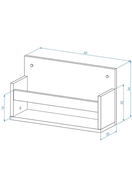 Çok Amaçlı 60X20 cm Montessori Kitaplık Mdf