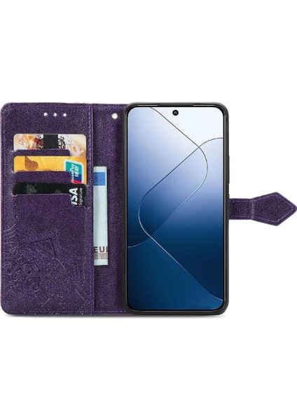 MY Boutique1 Xiaomi 14T Deri Kılıf Için Flip Case Zarif Desen Basit Iş (Yurt Dışından)