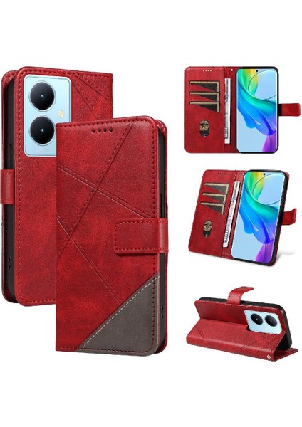 Vıvo V29 Lite Deri Telefon Koruma Kılıfı ve Kart Yuvası Için Flip Case (Yurt Dışından)