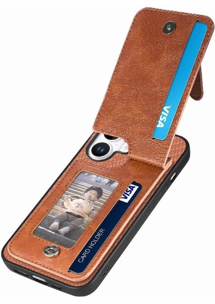 IPhone 16 Için Kılıf Standı Fermuar Manyetik Araç Montaj Crad Yuvası Cüzdan (Yurt Dışından) modelleri