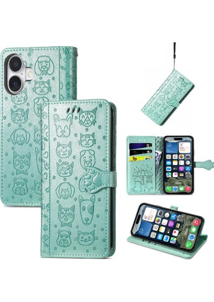 IPhone 16 Için Kılıf Artı Kapak Kapak Kılıf Karikatür Hayvanlar Kısa (Yurt Dışından)