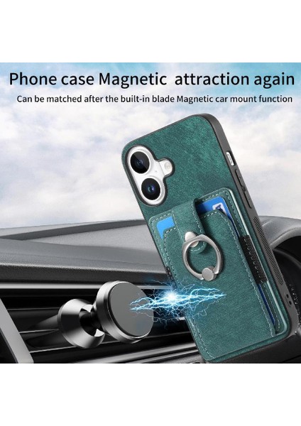 Iphone 16 Için Kılıf Artı Crad Yuvası Halka Tutucu Manyetik Araç Montaj Standı (Yurt Dışından)