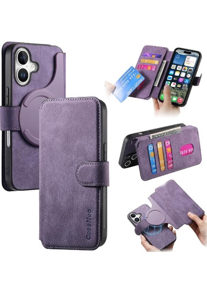 Iphone 16 Için Flip Case Retro Kart Standı Mıknatıs Koruyucu Malzeme Cüzdan (Yurt Dışından)