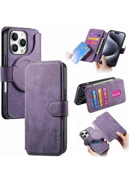 Iphone 16 Için Flip Case Pro Max Cüzdan Kart Standı Mıknatıs Koruyucu Retro (Yurt Dışından)