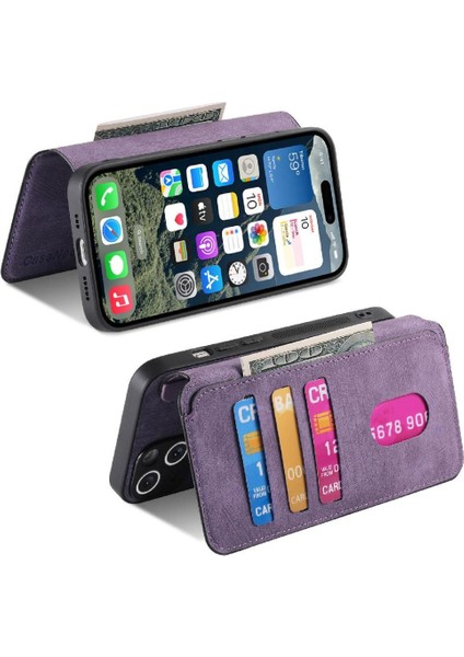 Iphone 16 Için Flip Case Artı Kart Standı Cüzdan Mıknatıs Koruyucu Malzeme (Yurt Dışından)