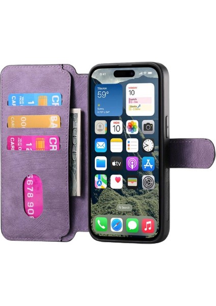 Iphone 16 Için Flip Case Retro Kart Standı Mıknatıs Koruyucu Malzeme Cüzdan (Yurt Dışından) indirimleri
