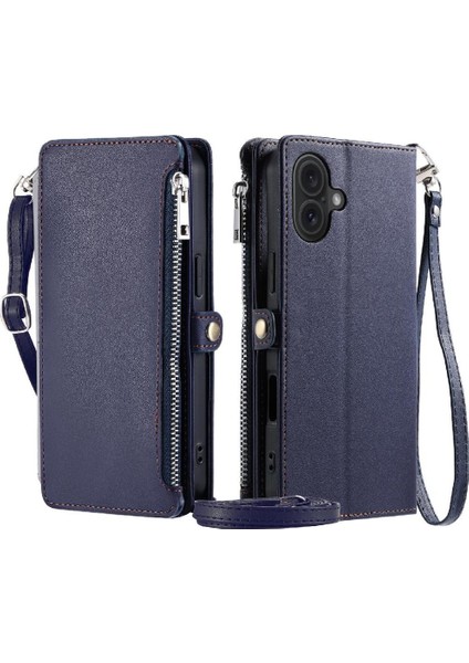 IPhone 16 Için Crossbody Durumda Artı Uzun Kordon Fermuar Faturaları Yuvası Rfıd 9 (Yurt Dışından)