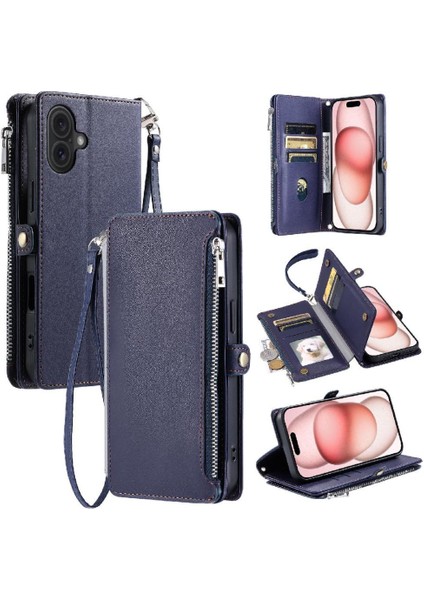 IPhone 16 Için Crossbody Durumda Artı Uzun Kordon Fermuar Faturaları Yuvası Rfıd 9 (Yurt Dışından)