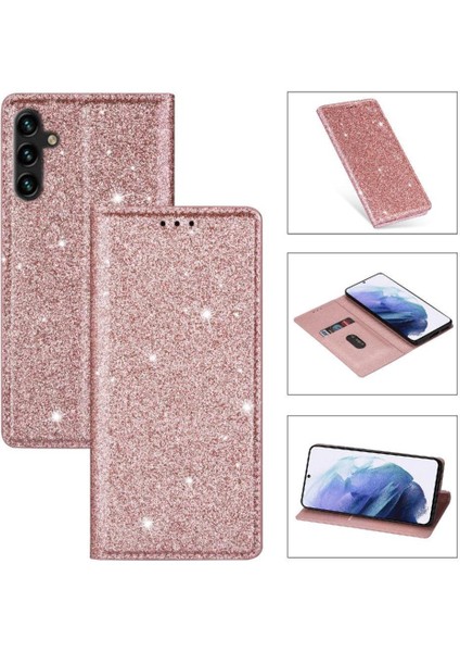 Samsung Galaxy A05 Flip Case Cüzdan Manyetik Kapatma Için Glitter Flip Case (Yurt Dışından)