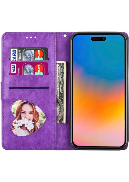 IPhone 15 Pro Pu Deri Manyetik Kapatma Glitter Için Fermuarlı Cebi Durumda (Yurt Dışından)