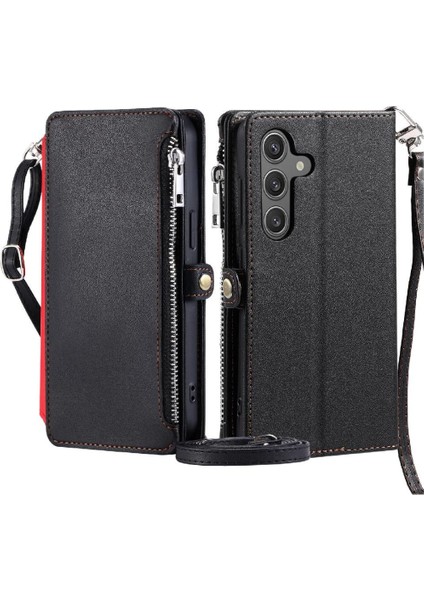 Samsung Galaxy A14 Için Crossbody Durumda 4g/5g Fermuar Faturaları Yuvası Uzun 9 Kart (Yurt Dışından)
