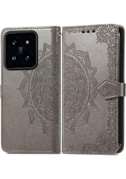 Xiaomi 14T Deri Kılıf Için Flip Case Zarif Desen Basit Iş (Yurt Dışından)