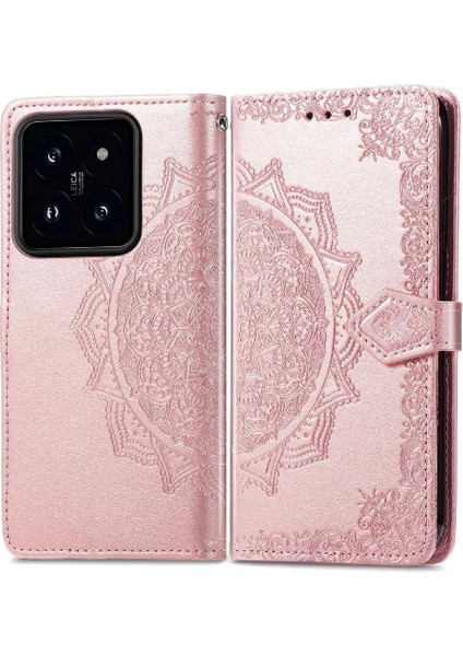 MY Boutique1 Xiaomi 14T Deri Kılıf Için Flip Case Zarif Desen Basit Iş (Yurt Dışından)