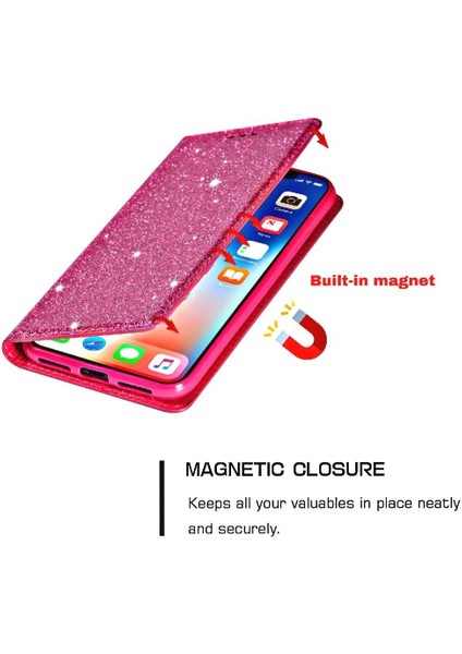 IPhone Xs Max Pu Deri Flip Case Cüzdan Kart Için Glitter Flip Case (Yurt Dışından) fırsatları
