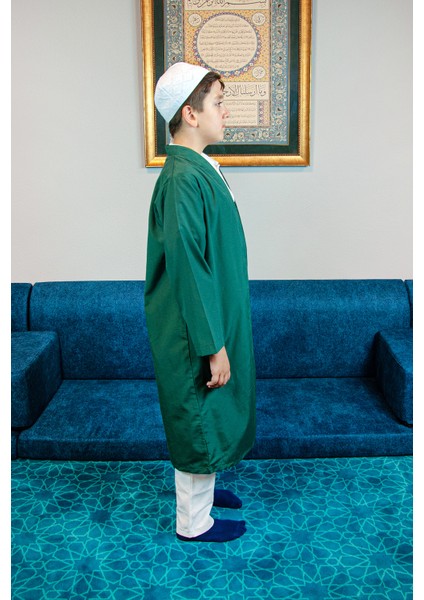 Yeşil Buhara Yaka Namaz Elbisesi Erkek Çocuk Cübbe fırsatları