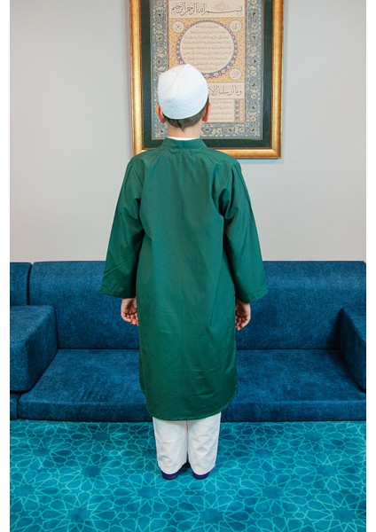 Yeşil Buhara Yaka Namaz Elbisesi Erkek Çocuk Cübbe indirimleri