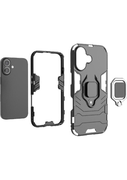 Halka Araba Montaj Kickstand Durumda IPhone 16 Için Askeri Sınıf Koruma Halkası (Yurt Dışından) modelleri