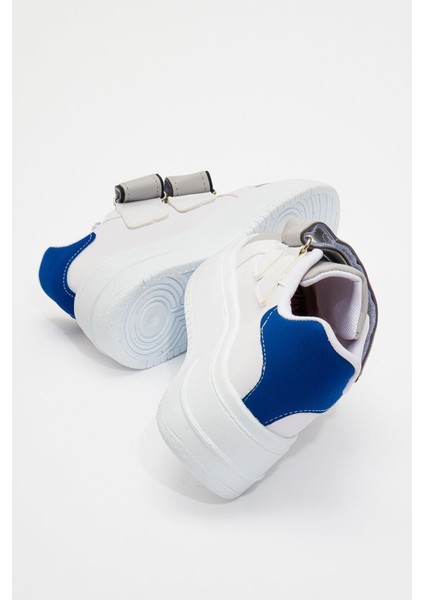 Cırtlı Kadın Spor Ayakkabı Beyaz Füme Mavi fırsatları